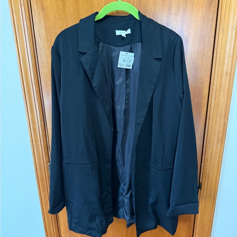 Black Women's Open-Front Blazer Jacket